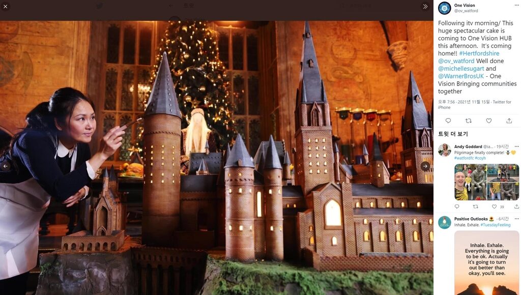 해리포터 영화 20주년 기념 호그와트성 케이크[One vision 트위터 캡처