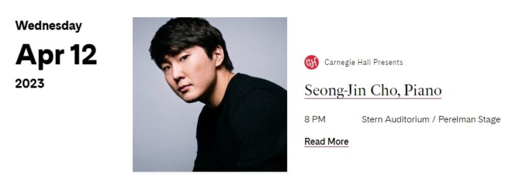 대타로 ‘홈런’ 친 피아니스트 조성진, 카네기홀 어게인!